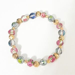 Elegant Gold and Pink Beaded Bracelet